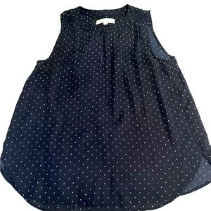 LOFT Dark Blue Blouse with White Dots Size M
